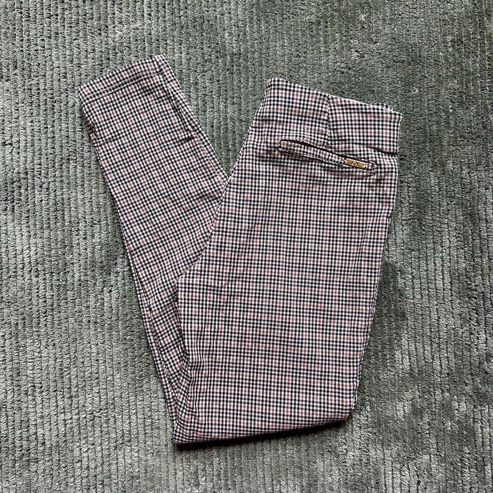 Vintage Calvin Klein Tan, Black & White Gingham Straight-Leg Work Pants — Women'